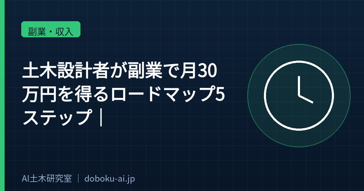 土木設計者が副業で月30万円を得るロードマップ【実体験に基づく5ステップ】